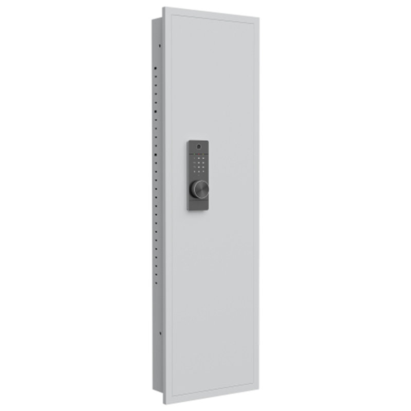 53" Fingerprint Touch Panel In-Wall Safe,Hidden Wall Gun Safe for Rifles with Adjustable Shelves,Assembled Storage Multifunctional Wall Safe for Firearm and Valuables (Black-Fingerprint)