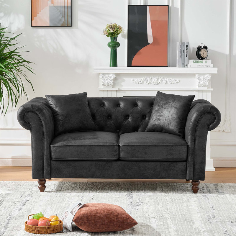 Canapé Chesterfield en tissu 2 places avec accoudoirs roulés High-Tech Chesterfield
