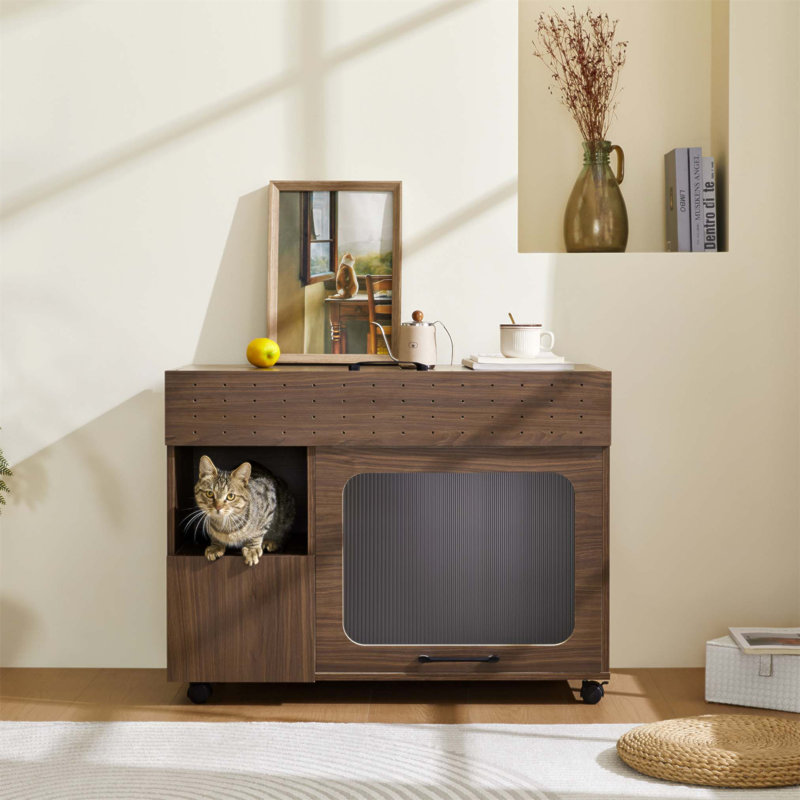 Enceinte de litière polyvalente 2 en 1 pour chat, table d'appoint moderne avec rangement, armoire pour l'intérieur