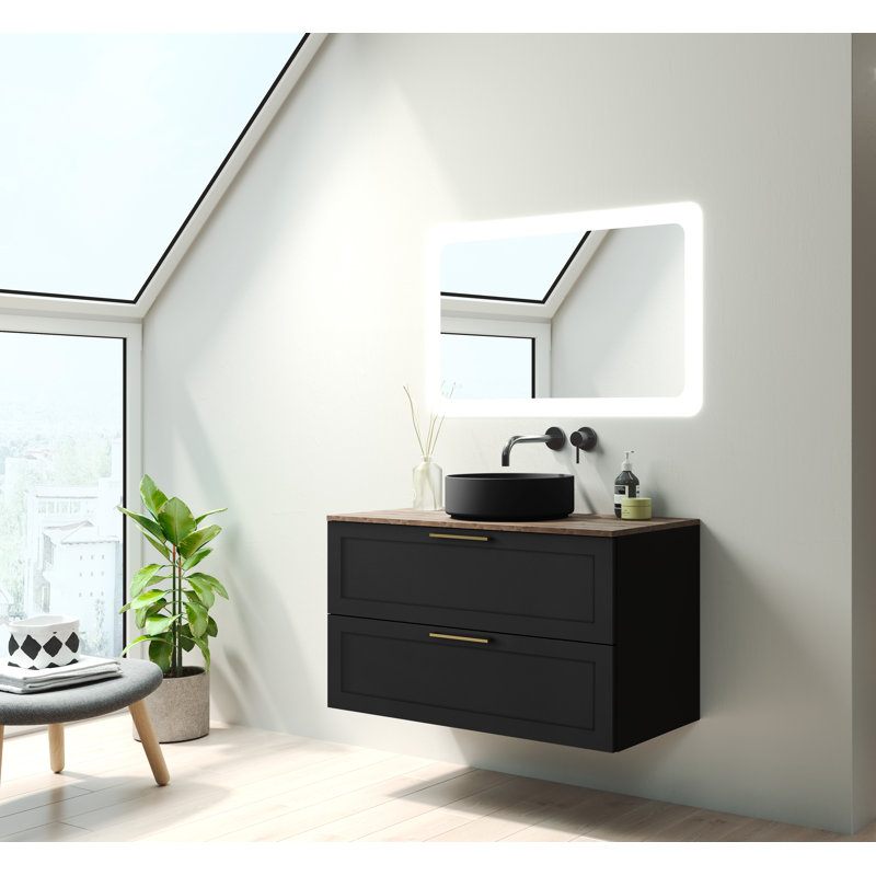 Ensemble de meuble-lavabo simple 36 po, Noir mat