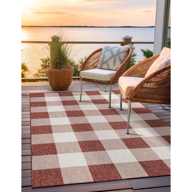 Tapis intérieur / extérieur rouge Borland, Rectangle 2 pi x 3 pi 1 po