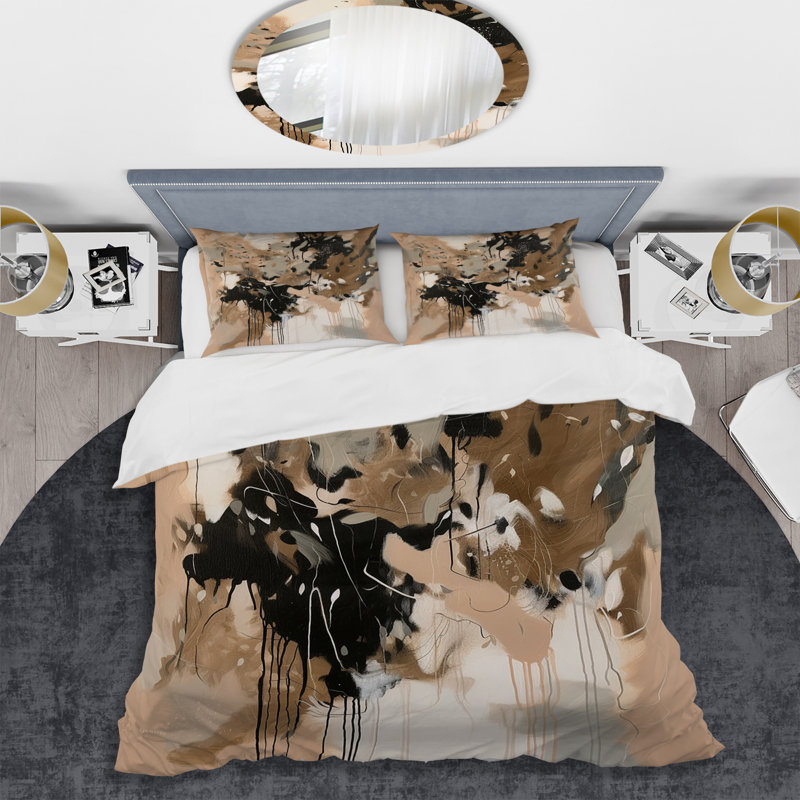 Ensemble de housse de couette en microfibre / polyester Brown Colorful Symmetry I Bedding