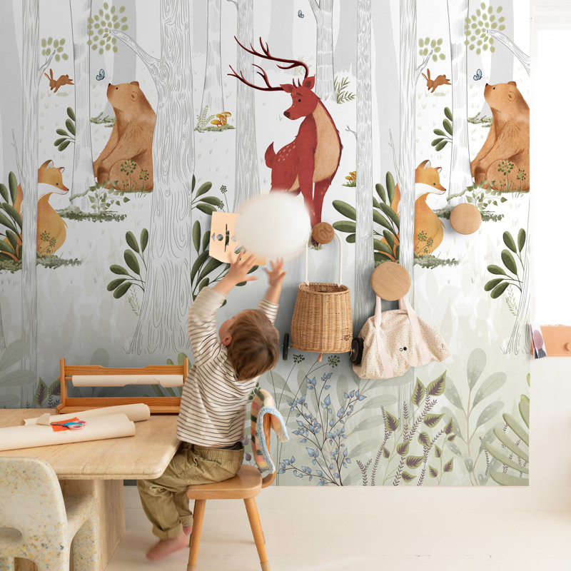 Orom II Collection Forest Creatures 62.5-inches wide x 9.18-feet high 3-panel Wall Mural