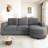Sectional Sofa 84.6" L-Shaped Sofa Couch With A Curved Chaise Lounge, USB Ports And Side Storage Pockets-147021525