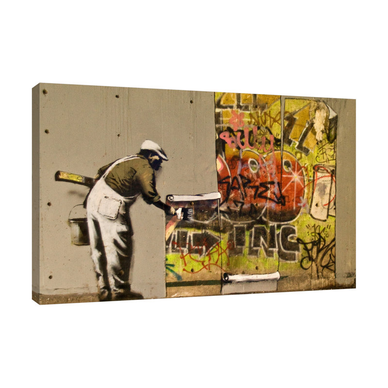 Graffiti Wallpaper 1 Piece Wrapped Canvas Wall Art, 81 cm H x 122 cm W x 3 cm D