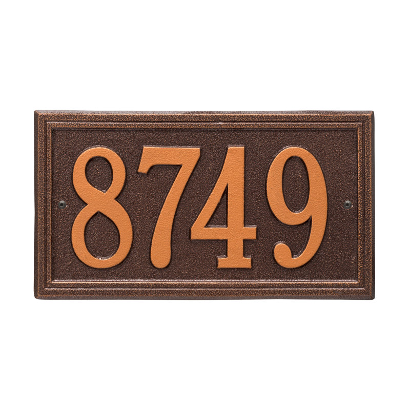 Double Line 1-Line Wall Address Plaque, Antique Copper, Yes