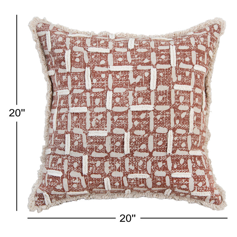Coussin 100% coton recyclé, Polyester, Rouille / naturel
