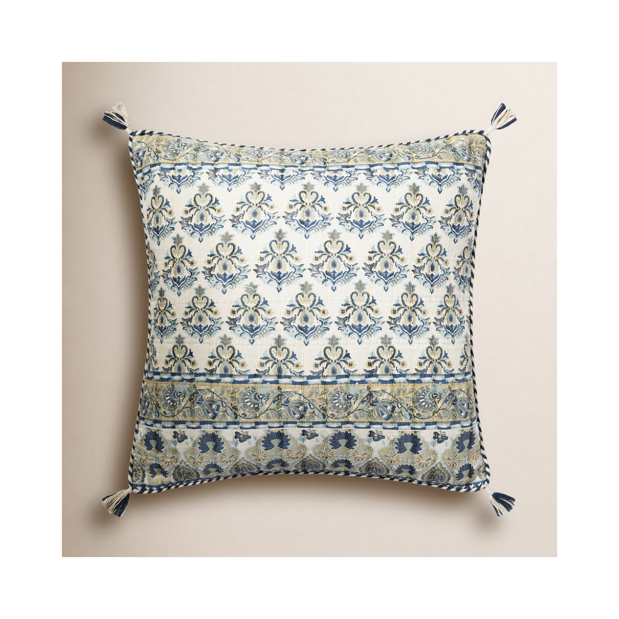 Tassels 100% Cotton Throw Pillow, Polyester/Polyfill