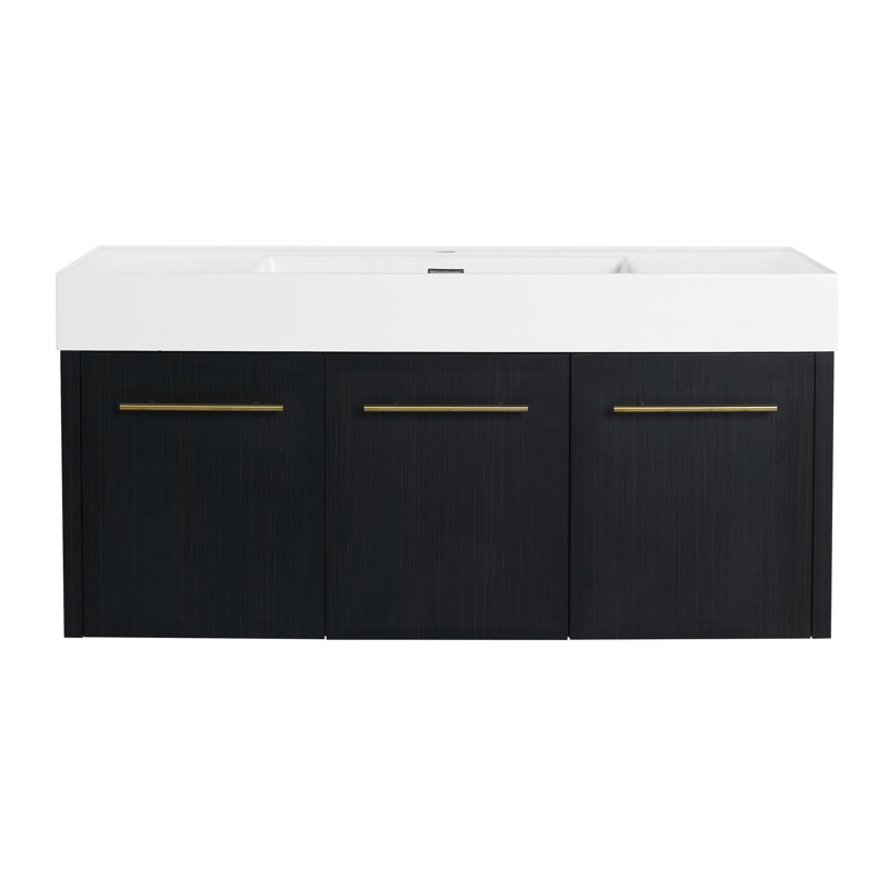 Meuble-lavabo moderne de 48 po en châtaignier noir avec rangement spacieux et charnières de porte robustes