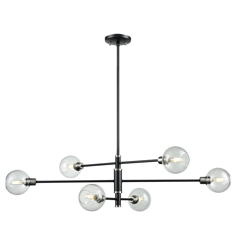 Tavera 6 - Light Dimmable Tiered Chandelier, Satin Nickel/Graphite