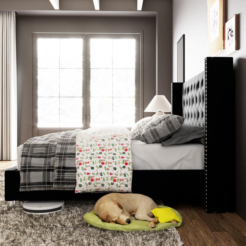 Dryden Upholstered Wingback Bed, King, Black