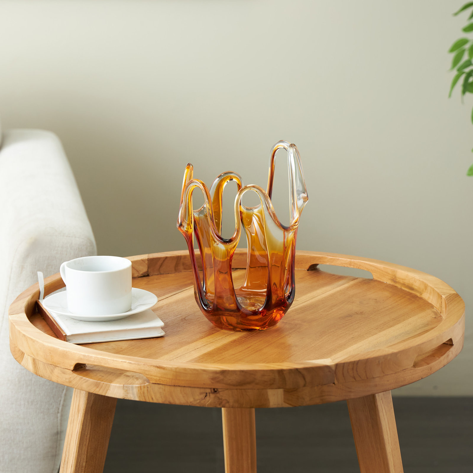 Glass Table Vase, 9.85" H x 7.4" W x 6.5" D