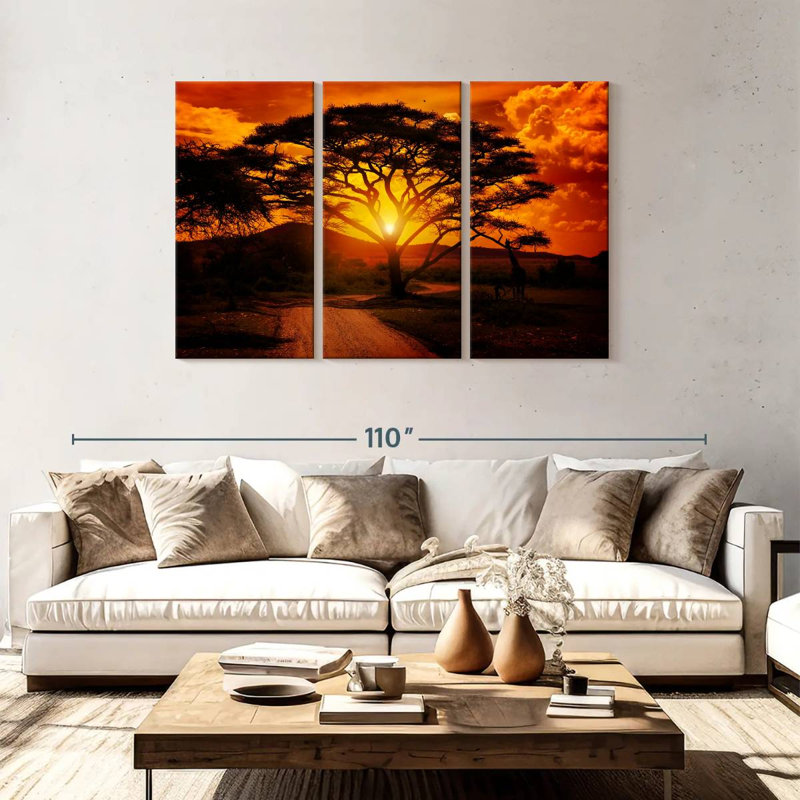 Harnek Serengeti Park Sunset Silhouette, 48" H x 74" W