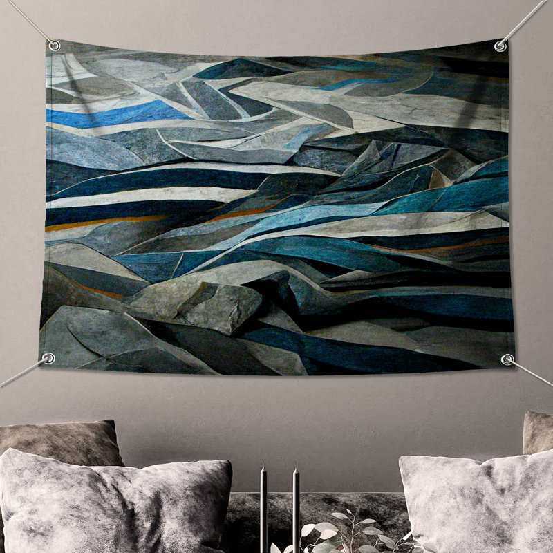 Tapisserie murale abstraite - art mural, H 51 po x l 60 po avec 4 œillets