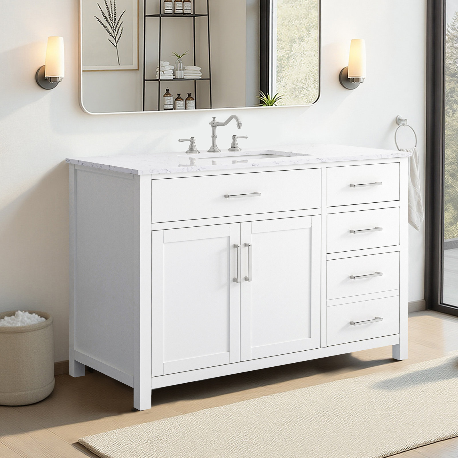 Shamar 48" Single Bathroom Vanity, White