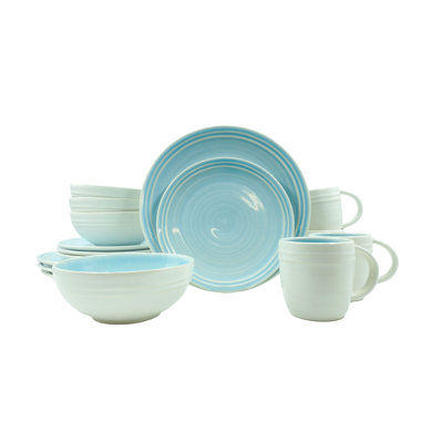 Lines Piece Handmade Porcelain China Dinnerware Set - Service for 4