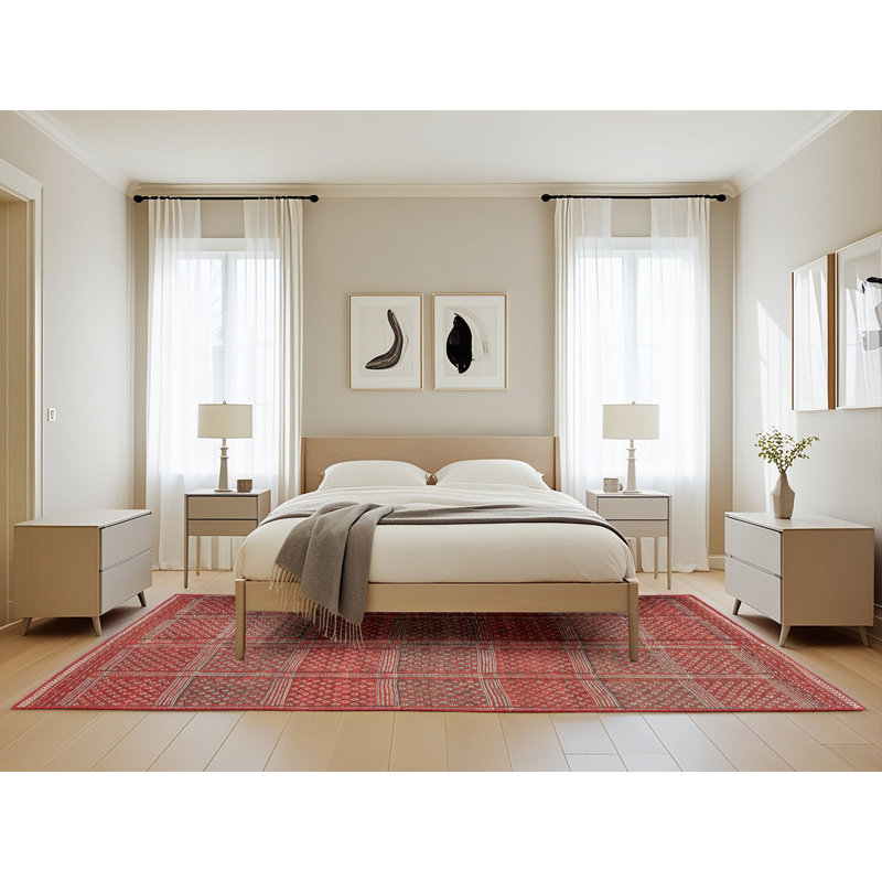Tapis de zone rouge contemporaine, Rectangle 5 pi x 8 pi