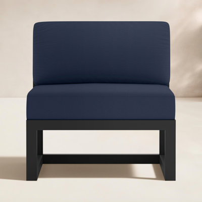 Smith Powder Coated Aluminum Outdoor Armless Lounge Chair , Sunbrella® Cushions Included