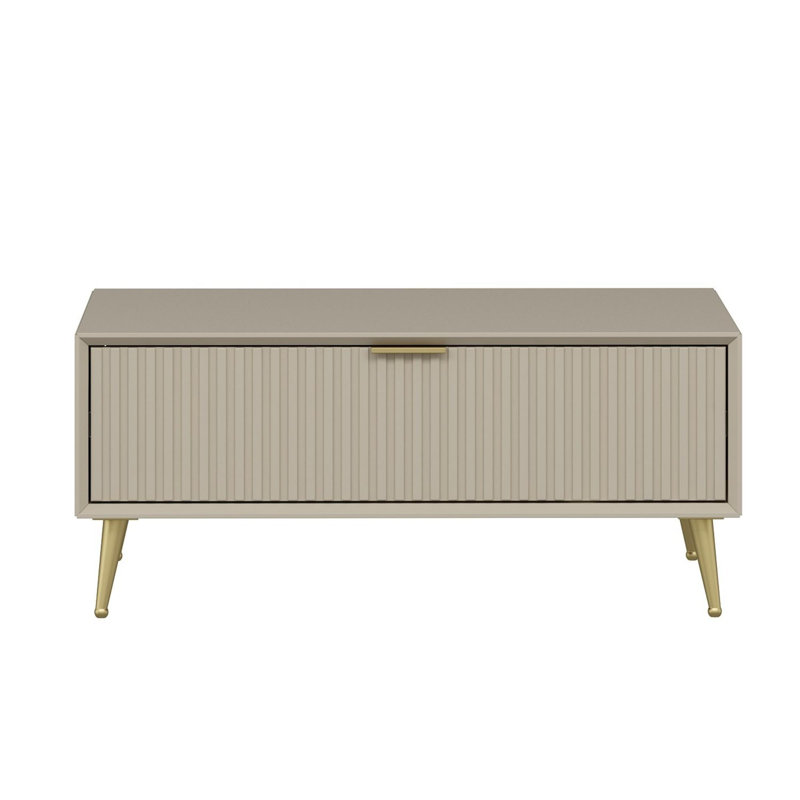 Modern Coffee Table, Sandstone Color, 35.4 x 15.7 x 23.6 inches | 100% Melamine Coated Particle Board, Thickness: 0.7 inches | Stylish Geometric Design, Perfect for Living Room & Contemporary Spaces