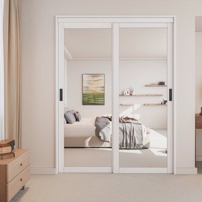 Floor-To-Ceiling Mirror Sliding Wardrobe Doors - 8Mm Safety Glass With Silent Sliding Rollers, Contemporary  Design For Walk-In Closets And Nursery Rooms