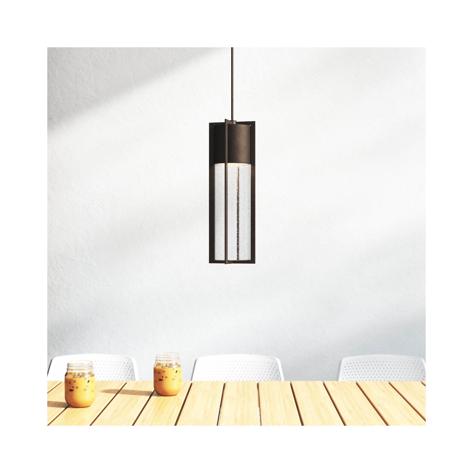 Bandit Seeded Outdoor Metal Pendant, 21.75" H x 6.25" W, Buckeye Bronze, MED