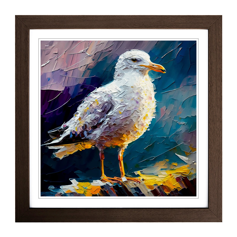 Seagull Palette Knife No.1 - Single Picture Frame Print on Wood, Walnut