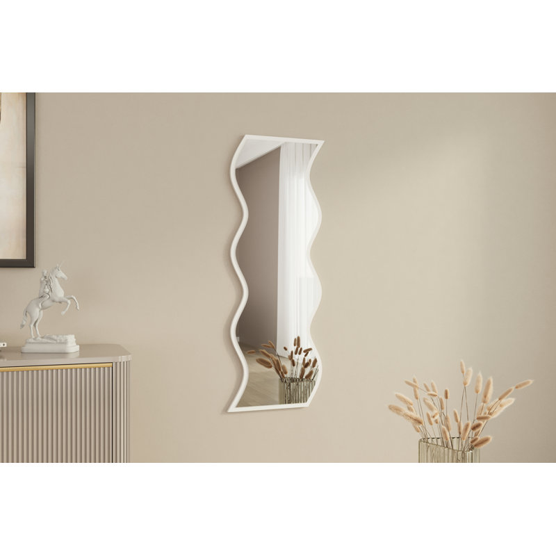 Wavy Wall Mounted Accent Mirror, White