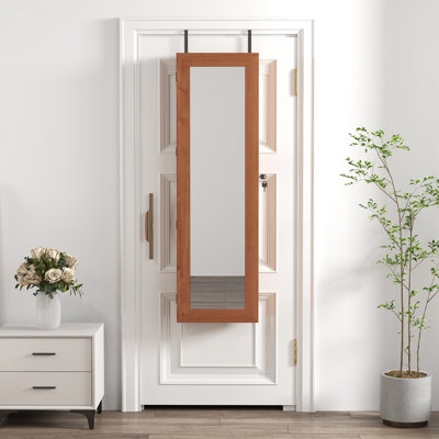 Armoire à bijoux avec miroir pleine longueur et lumière à DEL, organisateur d'armoire à bijoux verrouillable fixé au mur / porte