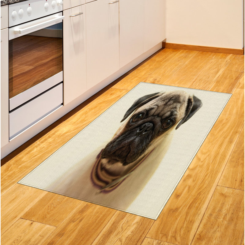 Pug High Density Long Fiber Poly Threads Decorative Area Rug Carpet, Rectangle 2'7" x 5'