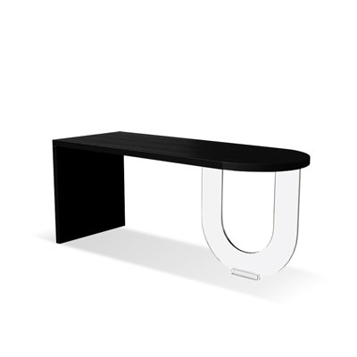 Black+Clear Semi-Circle Solid Wood+Acrylic desk