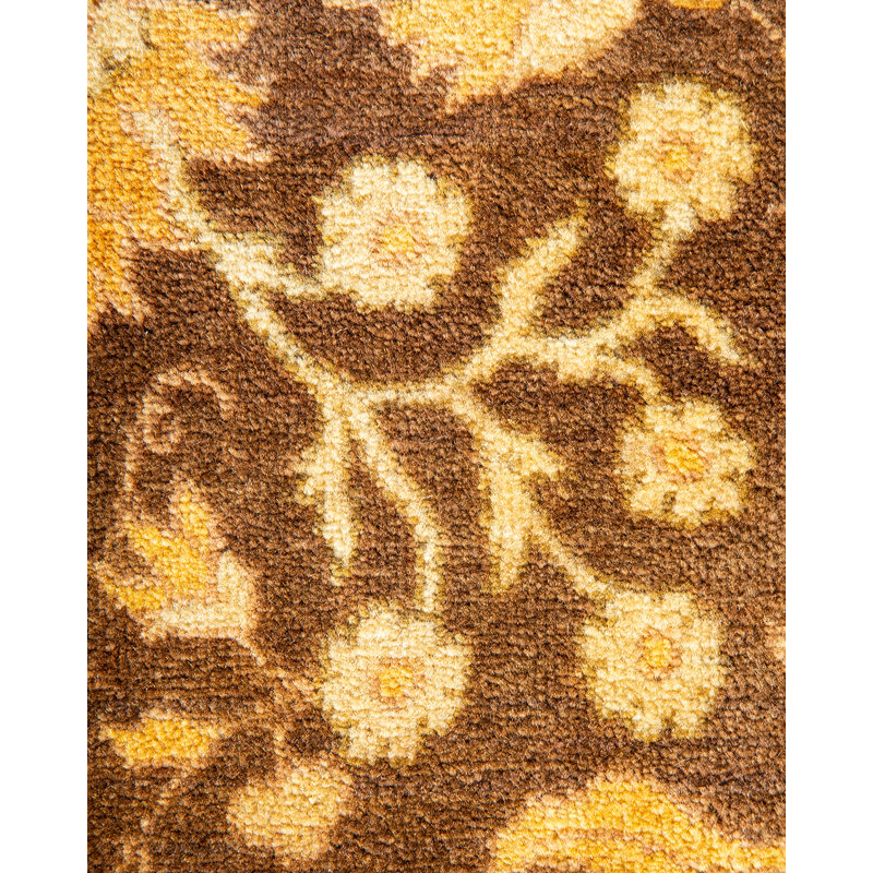 Tapis unique noué à la main brun traditionnel de 6 pi 1 po x 9 pi Keenan
