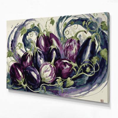 Légumes, aubergine, toile grise japonaise sur toile