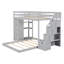 Lit plateforme avec rangement Jasten, lit superposé simple au-dessus de double avec tablettes à 3 niveaux, tiroirs et escalier de rangement-2093437765
