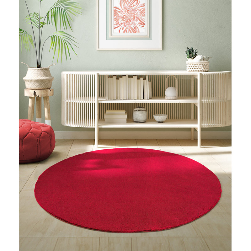 The Carpet Relax - Modern Rug, Fluffy, Short Pile, Non-Slip Underside, Washable up to 30°C, Super-Soft, Fur Look, Red