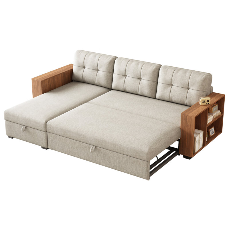 Versatile Upholstered Sectional Sofa With Storage And Convertible Design For Ultimate Comfort And Functionality, Beige Linen