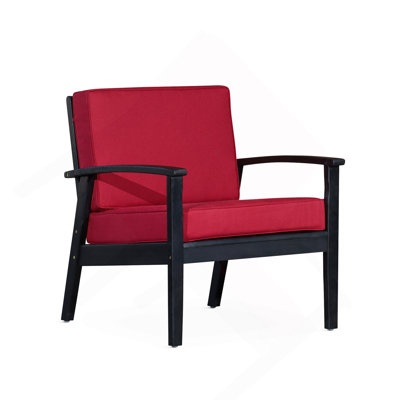 Deep Seat Chair, Espresso Finish, Burgundy Cushions