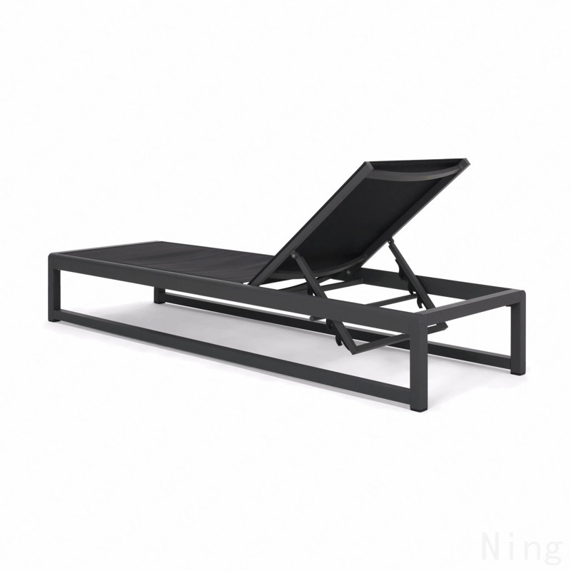Modesta Chaise Lounge, Black/Gray