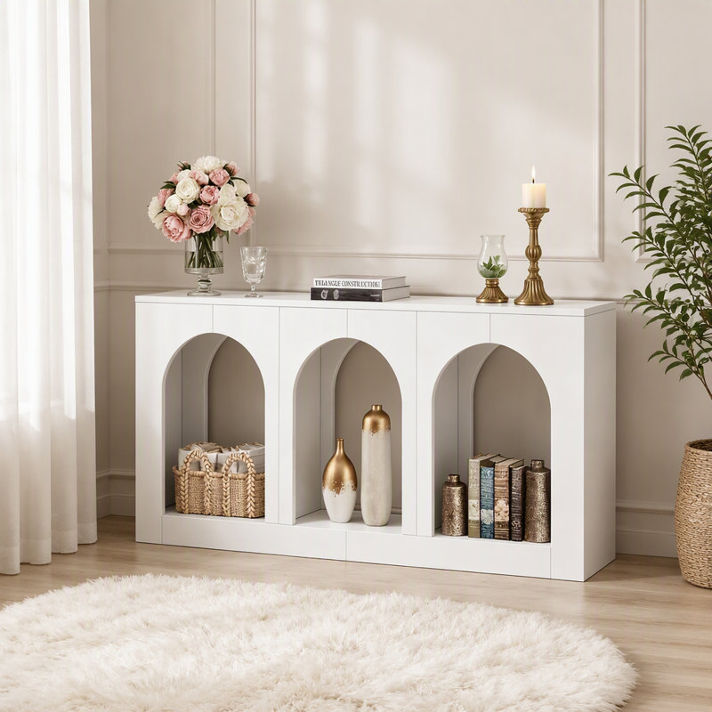 Table d'appoint, table d'entrée, console, Blanc, Blanc, Blanc