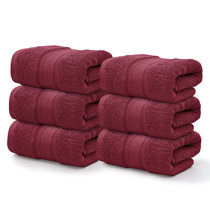 AQUA Pack of 6 Large Bath Towels 100% Cotton 27x55 Highly