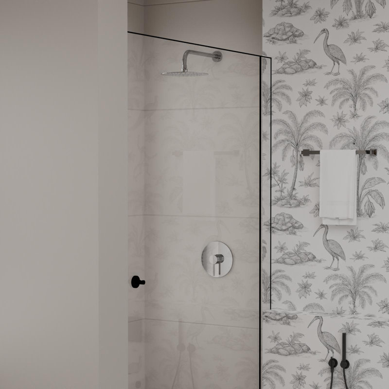  Pressure Balance Shower Faucet with 10-Inch Rain Single-Function Shower Head, 1.75 GPM in Polished Chrome(Valve Included)