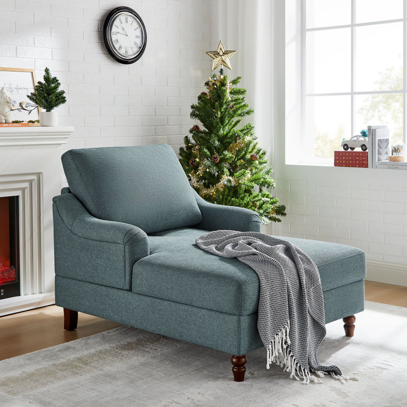 38.58 Inch Upholstered Chaise Lounge, Green