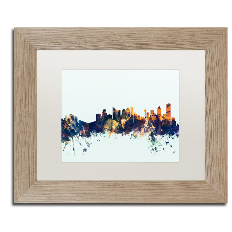 « calgary canada horizon blue », impression encadrée, H 11 po x l 14 po x P 0,5 po, Cadre argenté, Noir