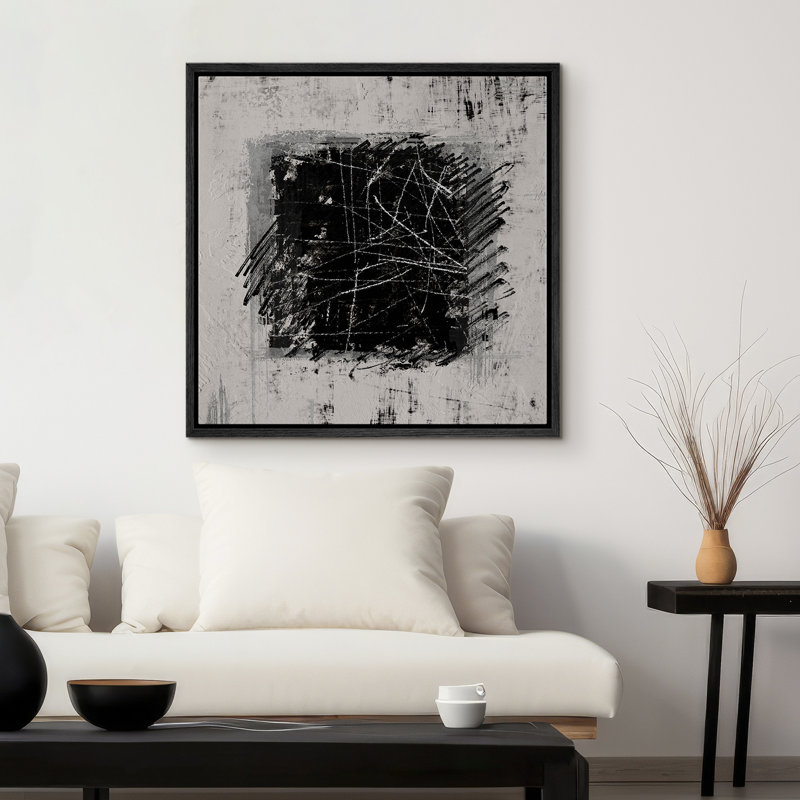 «Black and White Abstract Modern Contemporary», Noir, noir, noir, noir, H 16 po x l 16 po