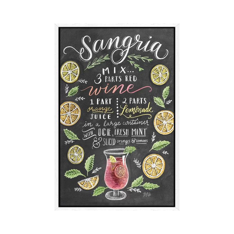 Sangria Recipe - Print on Canvas, 66.04cm H x 45.72cm W x 3.81cm D, White Floater Framed