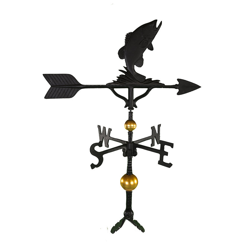 Deluxe 32'' H Nautical & Beach Weathervane, Black