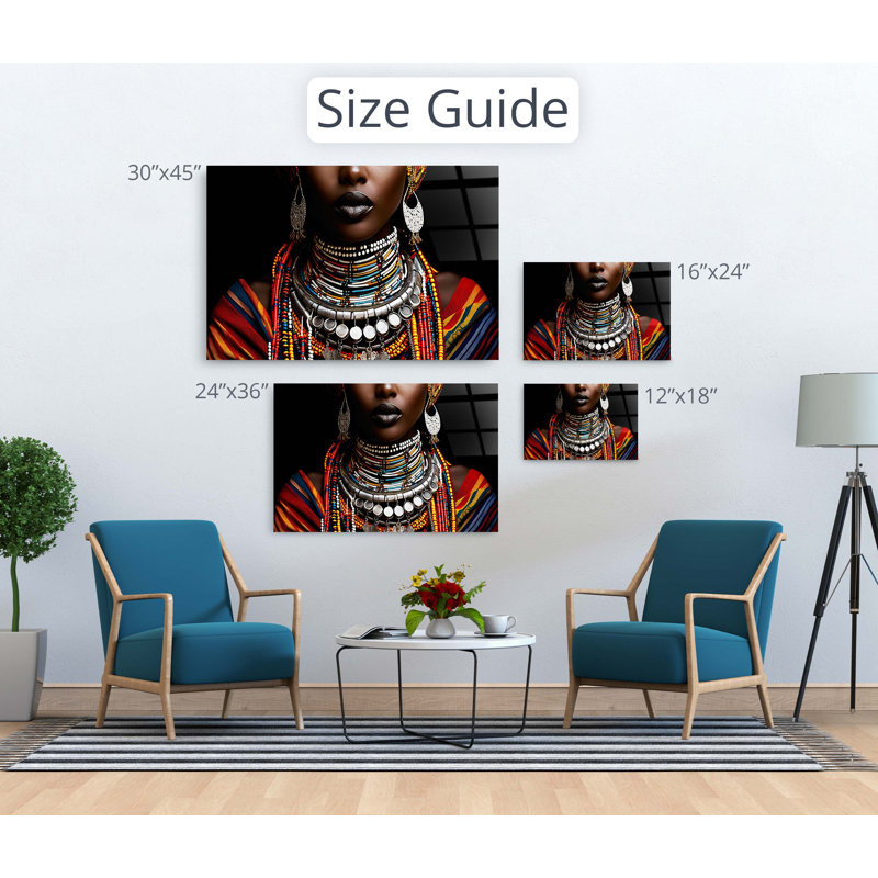 African Bead Art Print on Acrylic, 24" H x 36" W x 1" D