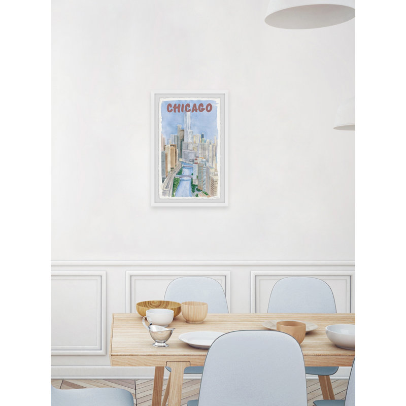 City of Chicago Skyline - Cadre photo, reproduction d'art sur papier, H 24 po x l 16 po x P 1,5 po