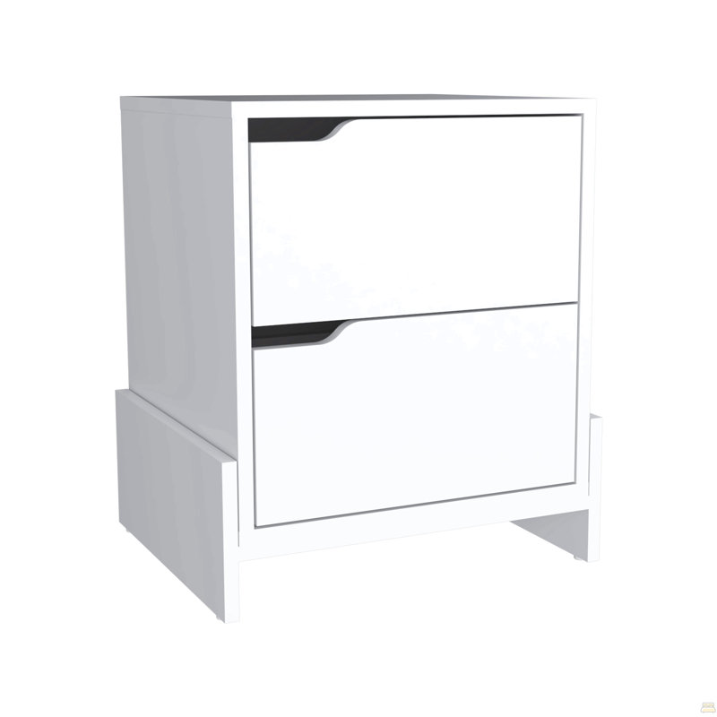 Nightstand With 2-Drawers, End Table, White