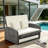 PE Wicker Rattan Double Chaise Lounge, 2-Person Reclining Daybed with Adjustable Back and Cushions-129028487