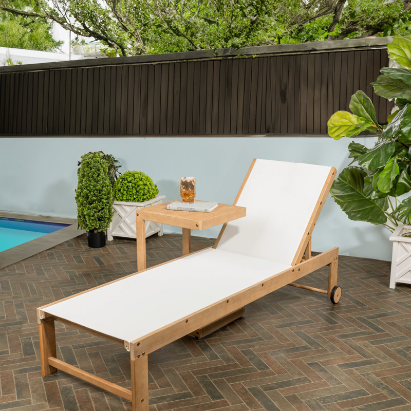 Ensemble de chaise longue et de table d'appoint 2 pièces Trabuco Modern, Blanc